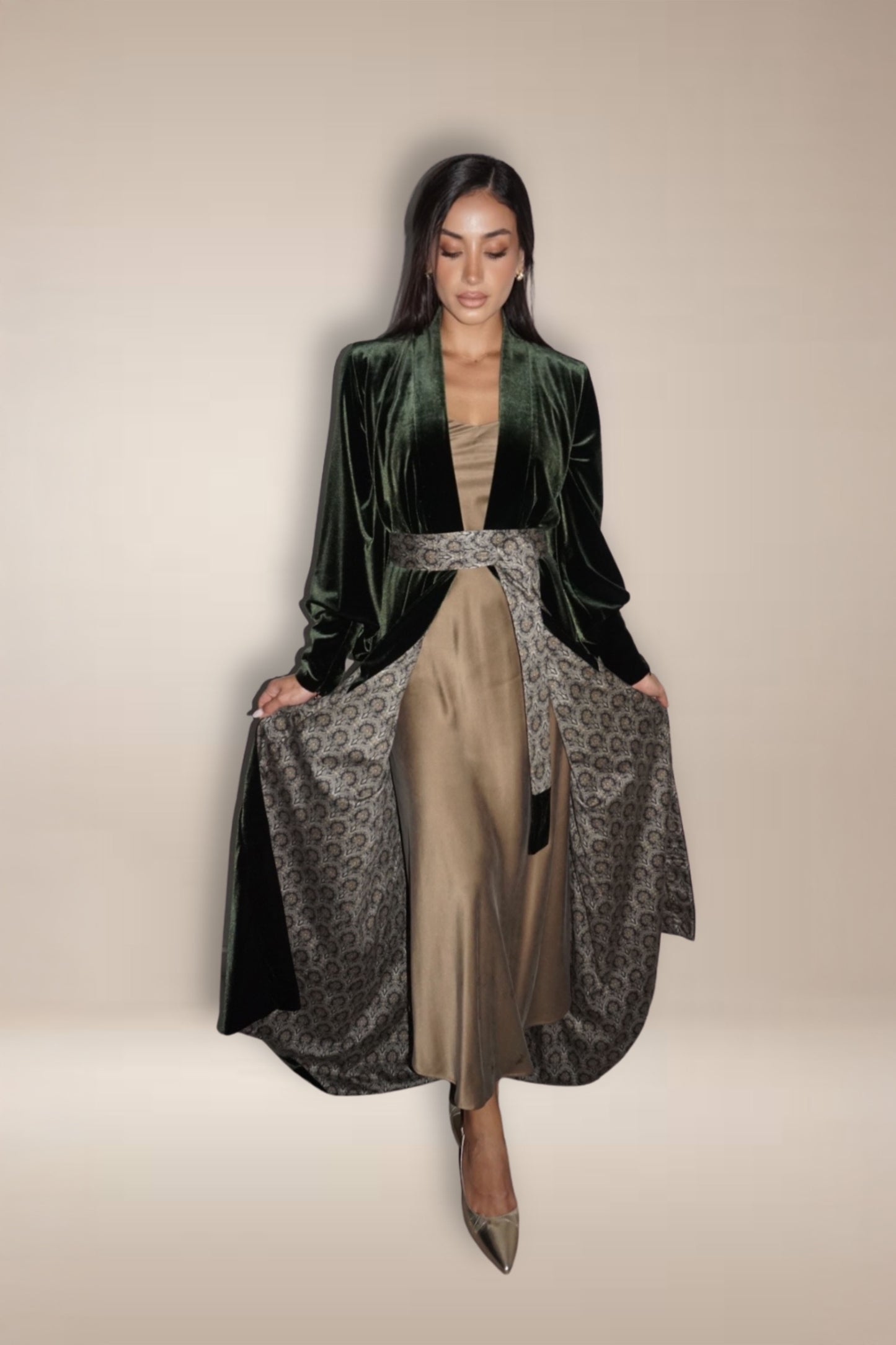 Royal Velvet Abaya-Dark Green