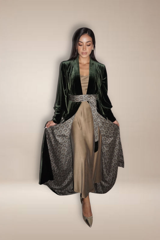 Royal Velvet Abaya-Dark Green