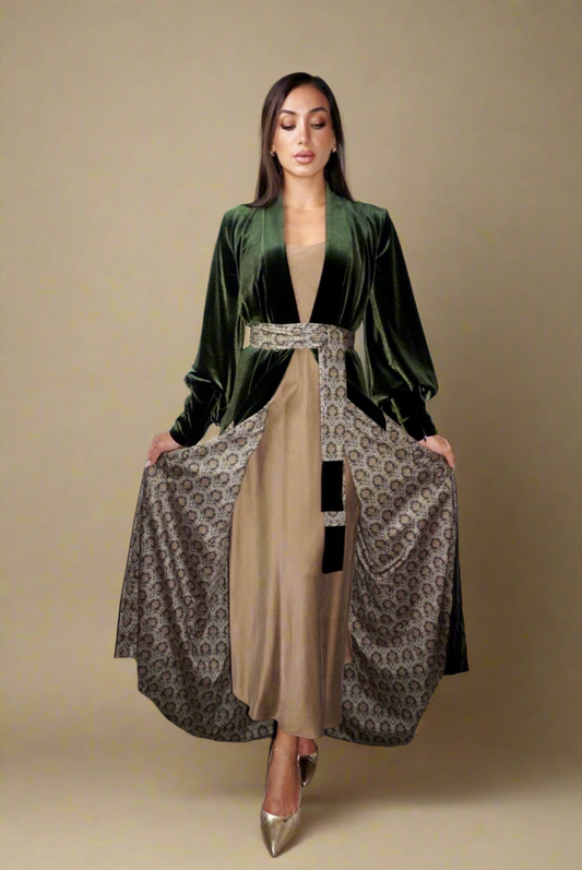 Royal Velvet Abaya-Dark Green